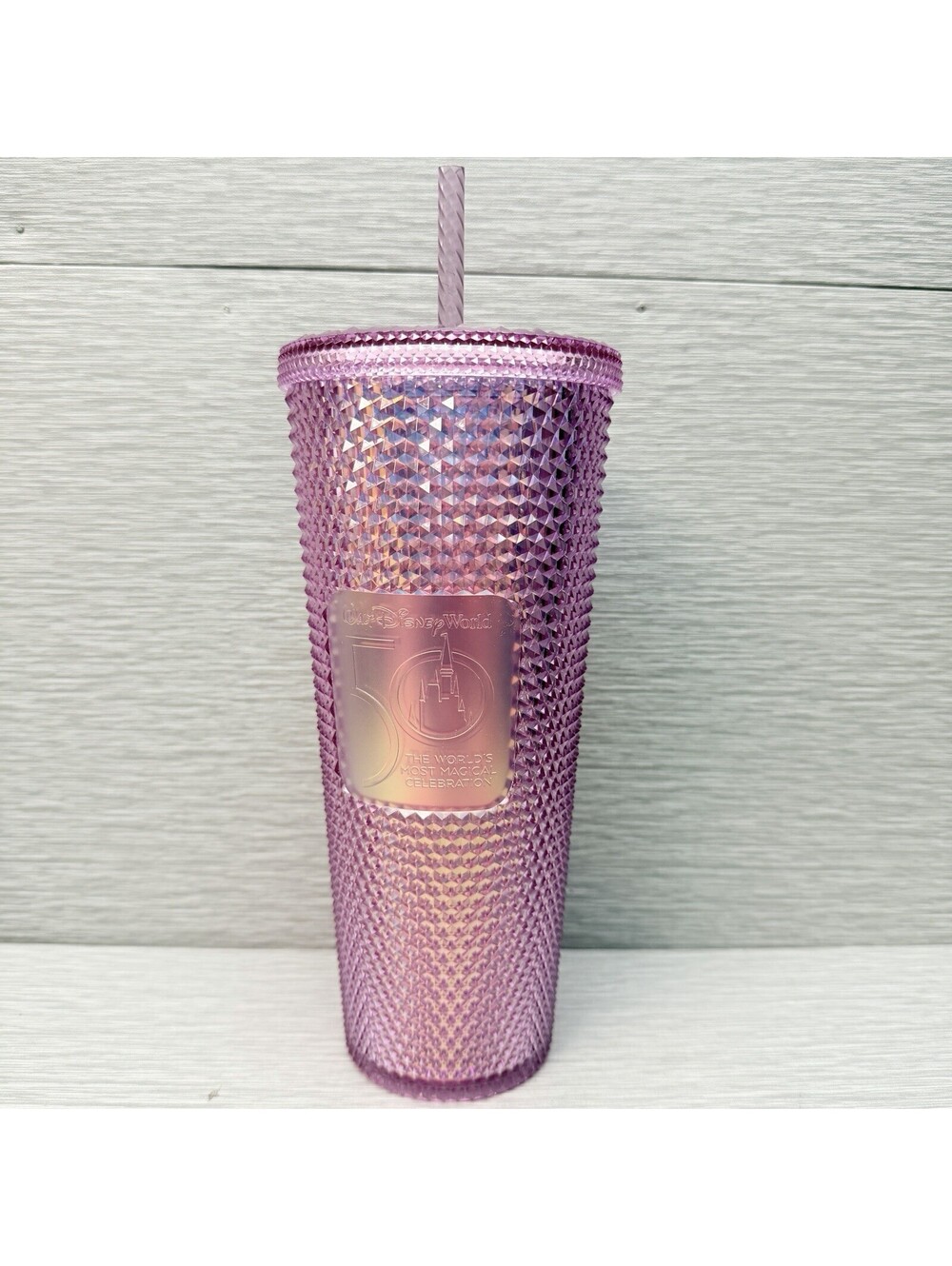 STARBUCKS DISNEY WORLD 50th ANNIVERSARY LE PINK IRIDESCENT 24oz TUMBLER CUP